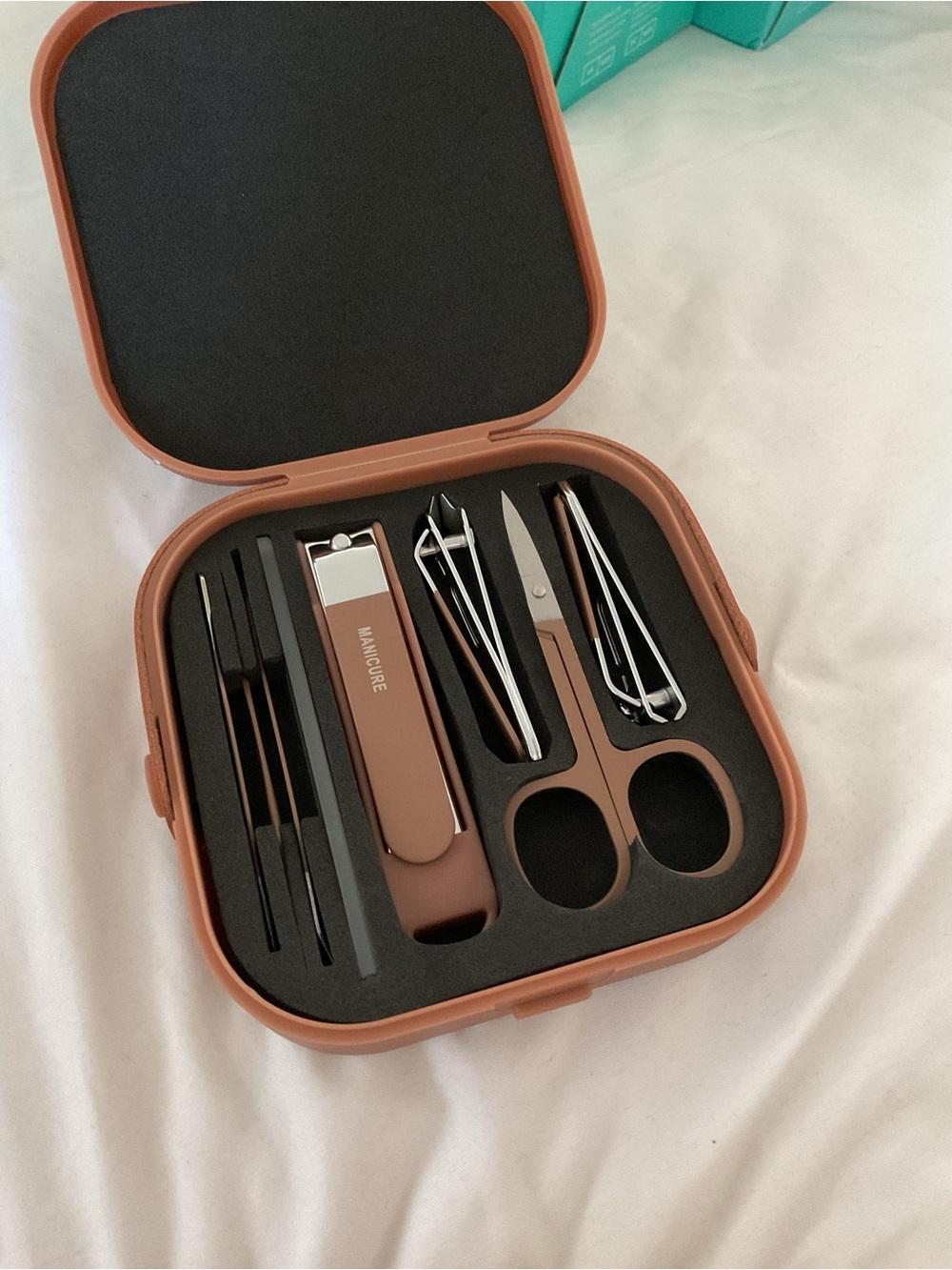 Men's Brown Manicure Grooming Kit - Compact Travel Case NWOT